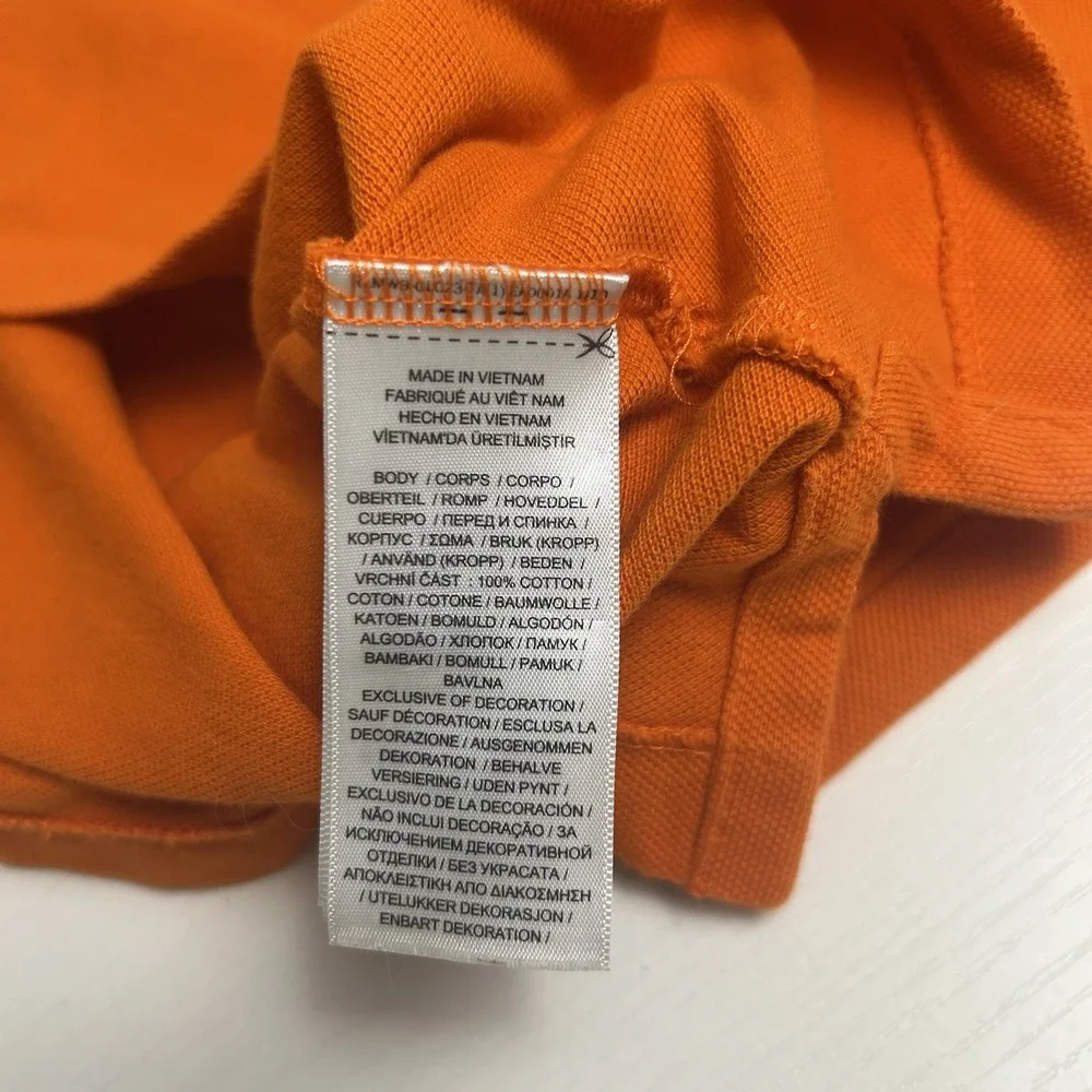 Polo Ralph Lauren Polo Shirt Mens Medium Orange Bear Embroidered Classic Fit